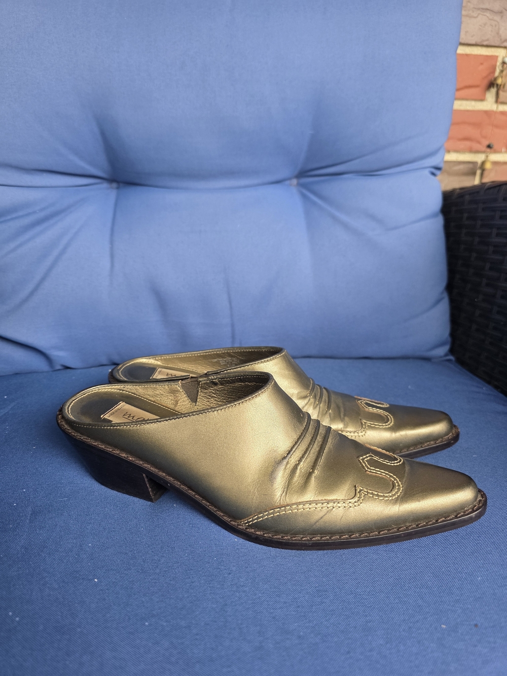 Matisse Metallic Gold Leather Slip‑On Mule Heels 6.5M Brazil